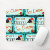  ijssalon bord turquoise nostalgisch muismat (Met muis)