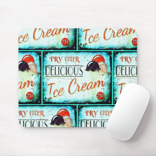  ijssalon bord turquoise nostalgisch muismat (Met muis)