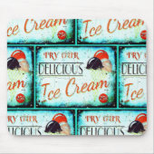  ijssalon bord turquoise nostalgisch muismat (Voorkant)