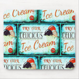  ijssalon bord turquoise nostalgisch muismat