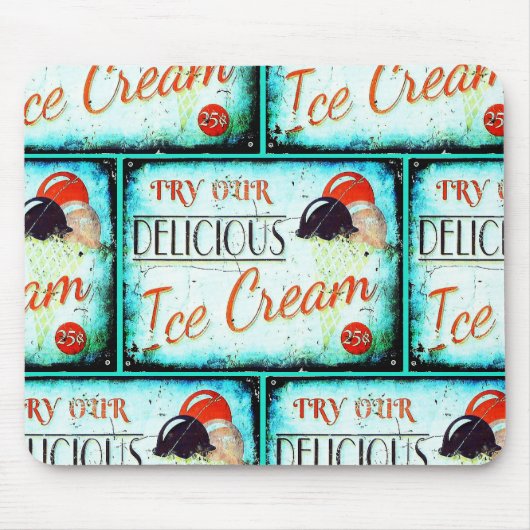  ijssalon bord turquoise nostalgisch muismat (Voorkant)