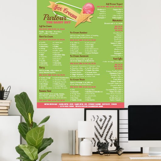IJssalon Logo, IJssalon Menu Poster (Thuiskantoor)