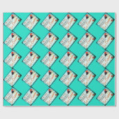  ijssalon teken turquoise wit cadeaupapier (Vlak)