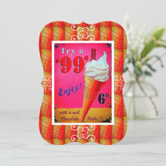 ijssalon teken uitnodiging (Staand voorkant)