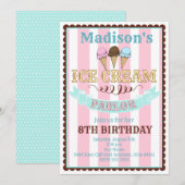 IJssalon verjaardagsfeestje uitnodigingen (Voorkant / Achterkant)