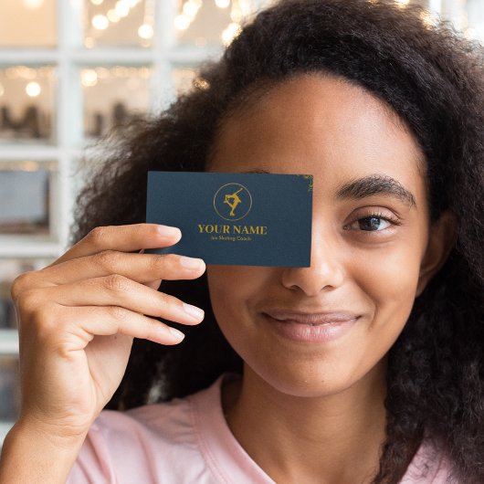IJsschaatscoach Navy Blauw & Goud Visitekaartje