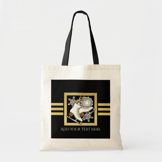ijsschaatsen | Afbeelding Schatting Faux Gold en B Tote Bag (Voorkant)