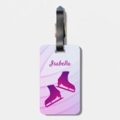 IJsschaatsen bagagelabel figuur schaats paars roze (Achterkant verticaal)