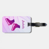 IJsschaatsen bagagelabel figuur schaats paars roze (Achterkant horizontaal)