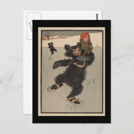 ijsschaatsen Beer Briefkaart (Voorkant / Achterkant)