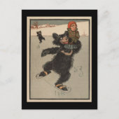 ijsschaatsen Beer Briefkaart (Voorkant)