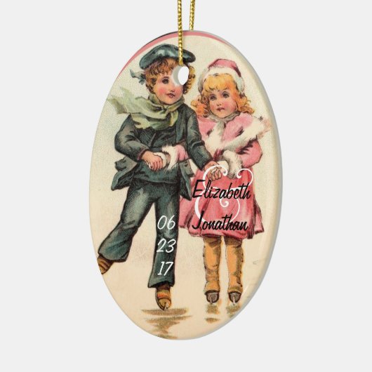  ijsschaatsen en -holtes keramisch ornament (Links)