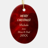 IJsschaatsen Gold sneeuwvlokken op rood Keramisch Ornament (Achterkant)