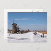 IJsschaatsen langs de windmolens in de winter Briefkaart (Voorkant / Achterkant)