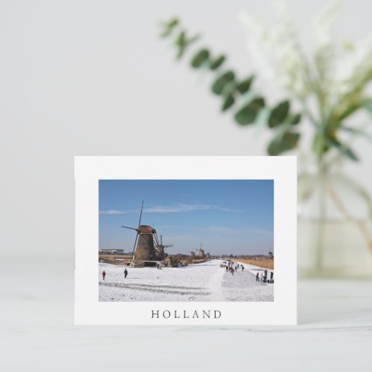 IJsschaatsen langs de windmolens in de winter Briefkaart (Staand voorkant)