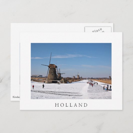 IJsschaatsen langs de windmolens in de winter Briefkaart (Voorkant / Achterkant)