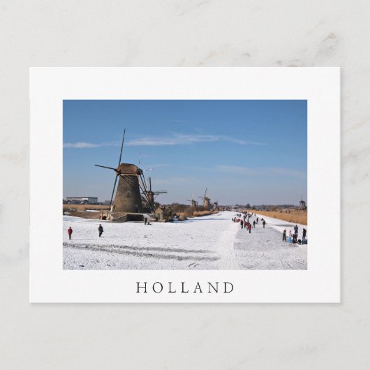 IJsschaatsen langs de windmolens in de winter Briefkaart (Voorkant)