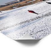 IJsschaatsen langs de windmolens in de winter Foto Afdruk (Hoek)