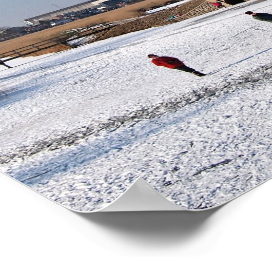 IJsschaatsen langs de windmolens in de winter Poster (Hoek)