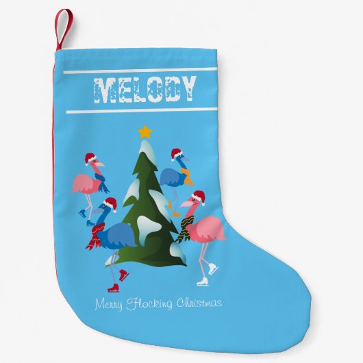 ijsschaatsen met kerstmantels kleine kerstsok (Voorkant)