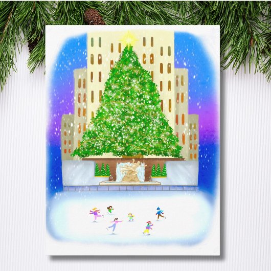 ijsschaatsen op het centrum van Rockefeller Briefkaart