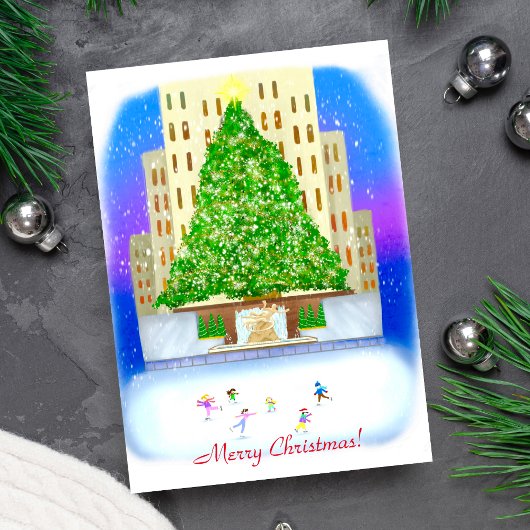 ijsschaatsen op het centrum van Rockefeller Feestdagen Kaart