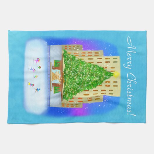 ijsschaatsen op het centrum van Rockefeller Theedoek (Horizontaal)