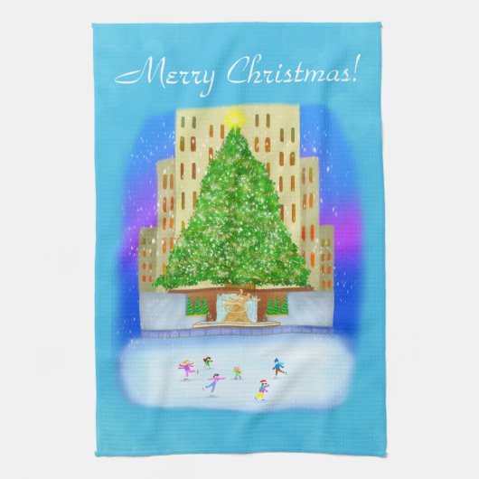 ijsschaatsen op het centrum van Rockefeller Theedoek (Verticaal)