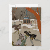 ijsschaatsen op het meer van de diepvries briefkaart (Voorkant / Achterkant)