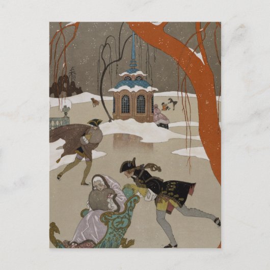 ijsschaatsen op het meer van de diepvries briefkaart (Voorkant)