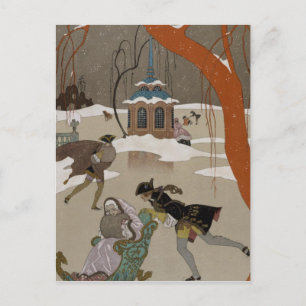 ijsschaatsen op het meer van de diepvries briefkaart