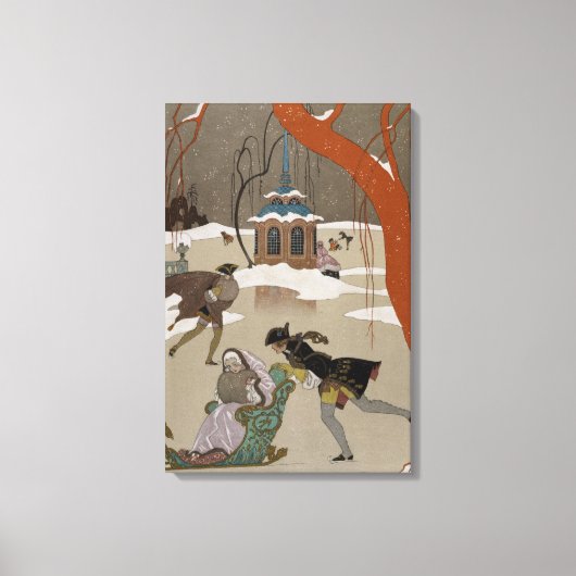 ijsschaatsen op het meer van de diepvries canvas afdruk (Voorkant)