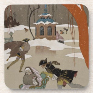 ijsschaatsen op het meer van de diepvries drankjes onderzetter