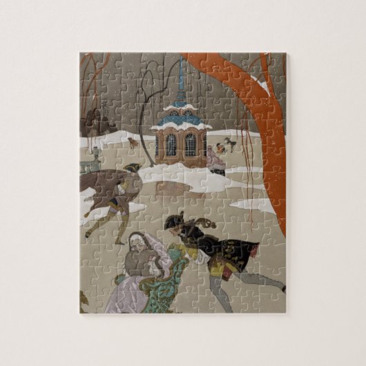 ijsschaatsen op het meer van de diepvries legpuzzel (Verticaal)