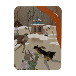 ijsschaatsen op het meer van de diepvries magneet