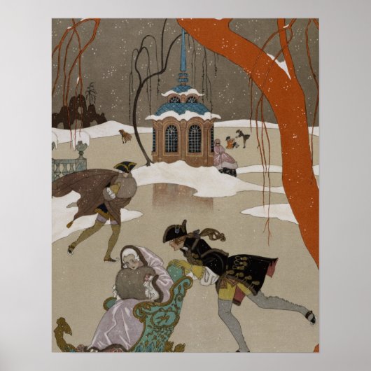 ijsschaatsen op het meer van de diepvries poster (Voorkant)