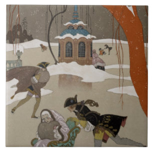 ijsschaatsen op het meer van de diepvries tegeltje