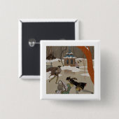 ijsschaatsen op het meer van de diepvries vierkante button 5,1 cm (Voorkant /achterkant)