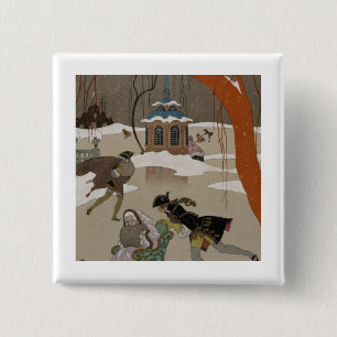 ijsschaatsen op het meer van de diepvries vierkante button 5,1 cm