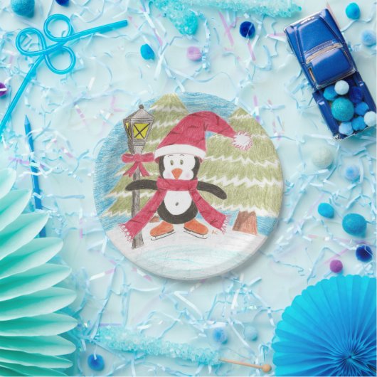 IJsschaatsen, pinguïn, bord (Feest)