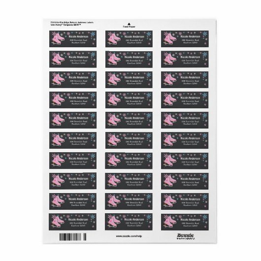 IJsschaatsen Retouradreslabels Etiket (Full Sheet)