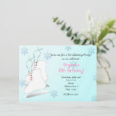 IJsschaatsen Schaats Verjaardagsfeest Uitnodiging (Staand voorkant)