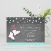 IJsschaatsen schoolbord verjaardagsuitnodigingen Kaart (Staand voorkant)