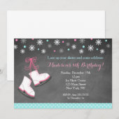 IJsschaatsen schoolbord verjaardagsuitnodigingen Kaart (Voorkant / Achterkant)