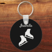 ijsschaatsen sleutelhanger schaatsen wit op zwart (Voorkant)