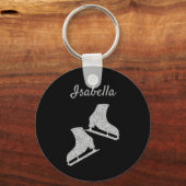 IJsschaatsen sleutelhanger schaatsen zilverglitter (Voorkant)