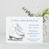 ijsschaatsen, sneeuwvlokken, invitatie kaart (Staand voorkant)