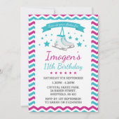 IJsschaatsen thema verjaardagsfeestje uitnodiging (Voorkant)