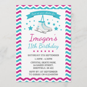 IJsschaatsen thema verjaardagsfeestje uitnodiging