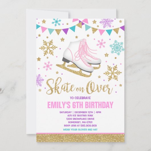 ijsschaatsen Uitnodiging ijsschaatsen Gold (Voorkant)